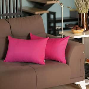Charlie Set of 2-Fuchsia Pink Modern Lumbar Throw Pillows 1 in. x 8 in.