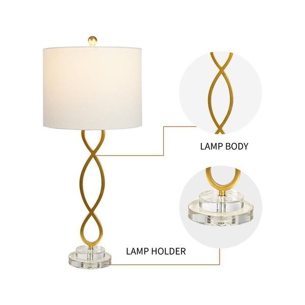 thumbnail image 2 of Rinweey Crystal Glass Table Lamp Set Of 2 With USB C A Ports & AC Outlet, White Lamp, Modern Bedroom Lamps, Gold Lamp For Night Stands Bedroom Living Room,Nightstand Lamp LED Bulbs Included 2 of 14