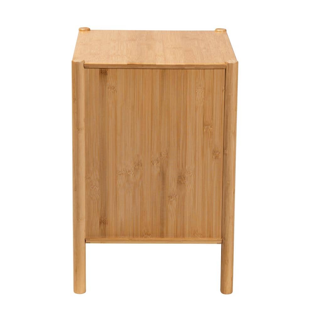 Naresh Natural Brown Bamboo Wood 2-Drawer Accent Table