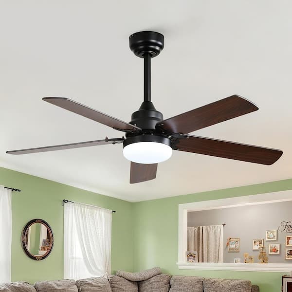 42 in. Indoor Black Low Profile Noiseless Ceiling Fan with LED Light, Reversible DC Motor, Remote Included