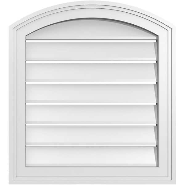 Ekena Millwork 20 in. x 20 in. Arch Top Surface Mount PVC Gable Vent: Decorative with Brickmould Frame