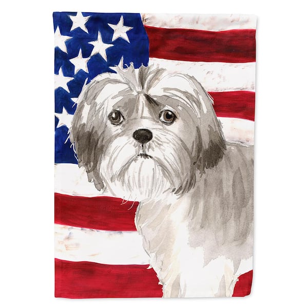 Large Multicolor Caroline's Treasures BB5668CHF Shih Tzu Red White Welcome Flag Canvas House Size 