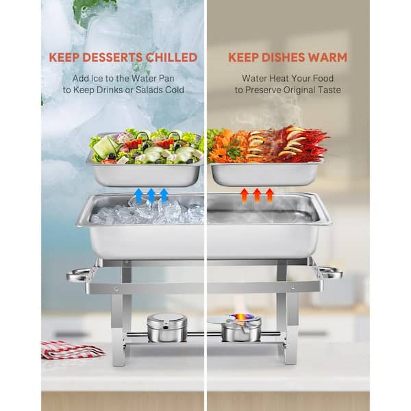 LUOFENGYANG 4-Pack Stainless Steel Chafing Dish Buffet Set - 8QT Rectangular Food Warmers With Frames & Lids