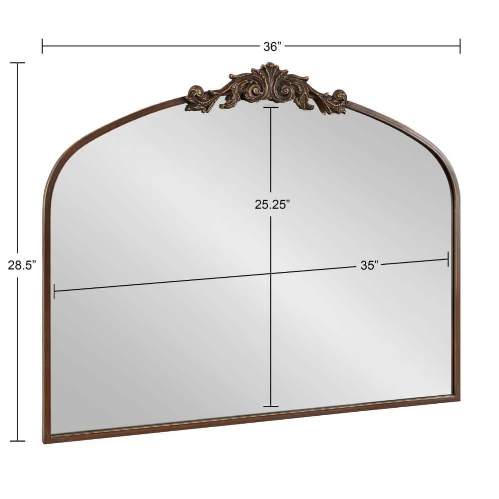 Arendahl Traditional Bronze Arch Wall Mirror with Ornate Crown