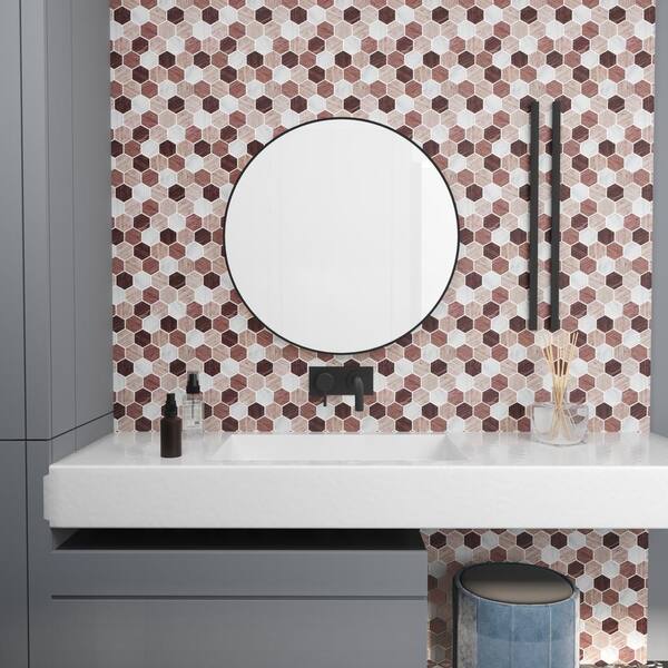 Vsmile 11.8 in. x 11.8 in. Vinyl Peel and Stick Tile, Brown
