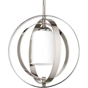 Equinox 1-Light Polished Nickel Pendant with Opal Etched Glass