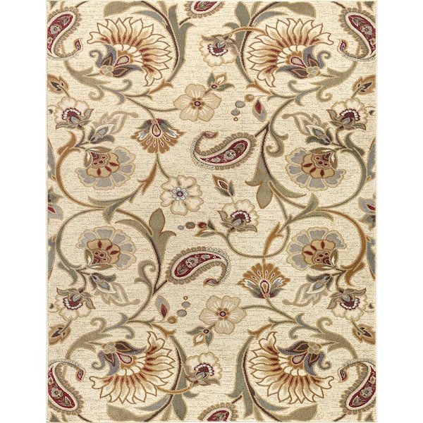 Tayse Rugs Impressions Ivory 5 ft. x 7 ft. Transitional Area Rug