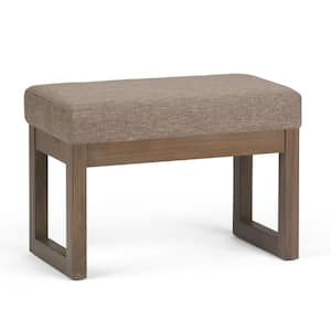Milltown 26 in. Wide Contemporary Rectangle Footstool Ottoman Bench in Fawn Brown Linen Look Fabric