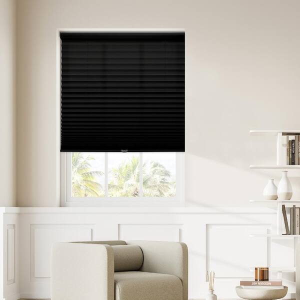 Biltek Temporary Blinds - Cordless, Cut-to-Size, Light Filtering Fabric Shades - 48 X 72, Black