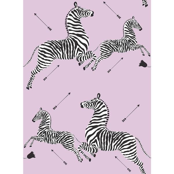 Scalamandre Pink Lilac Zebra Safari Peel and Stick Wallpaper Sample