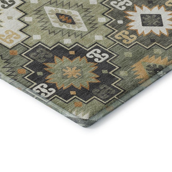 Mayfield Premium Machine Washable Abstract AMF2123 Fern 9 ft. x 12 ft. Area Rug