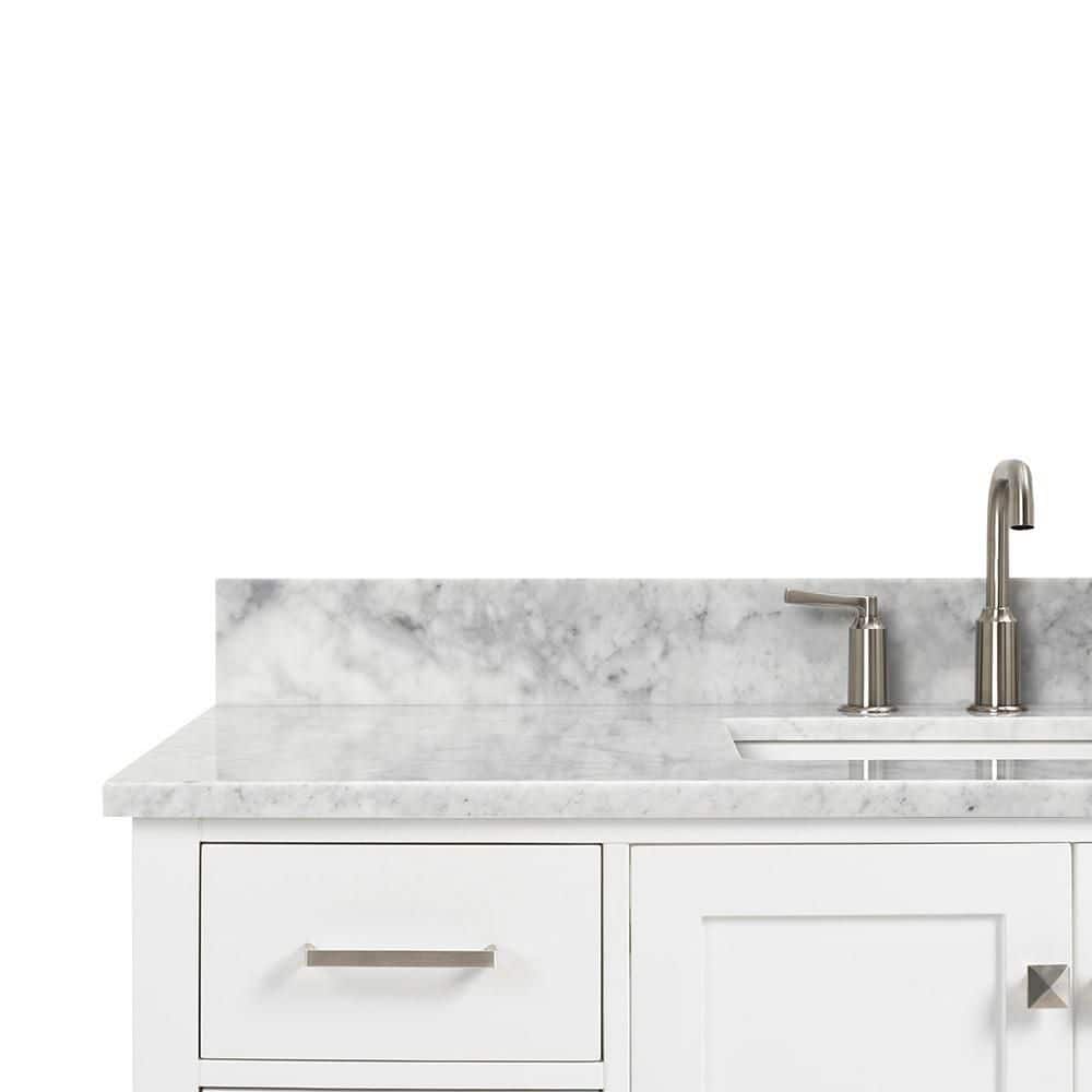 Cambridge 49-Inch White Marble Top Single Sink Bathroom Vanity
