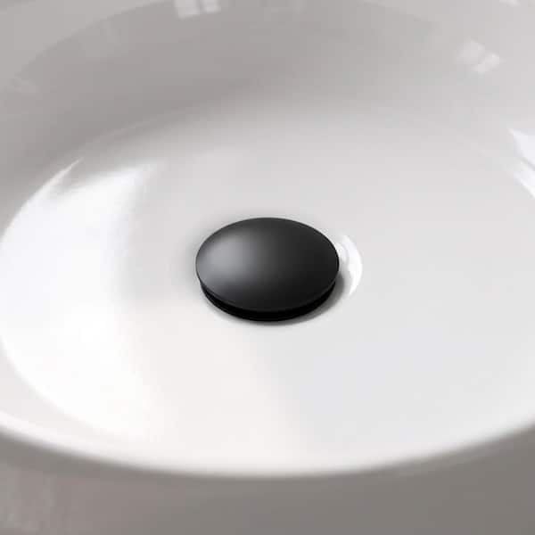 Vessel Bathroom Sink Pop-Up Drain and Mounting Ring, Matte Black