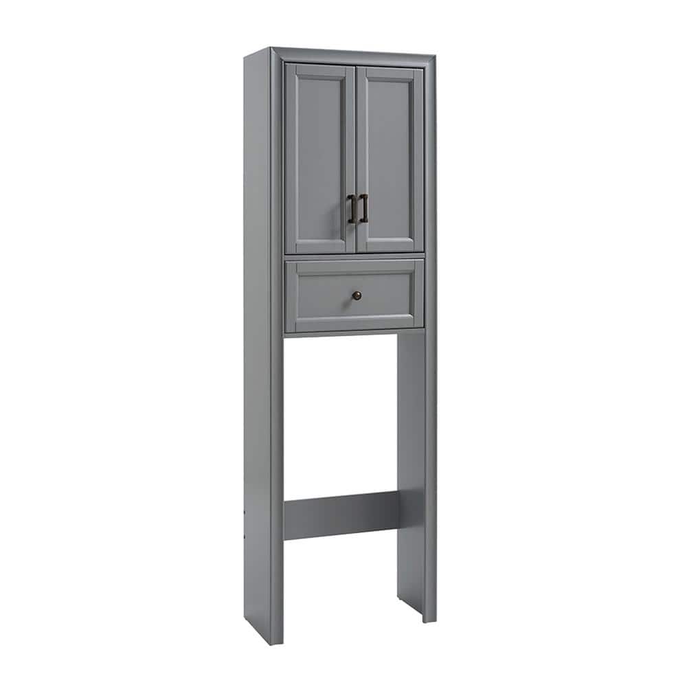 Gray Over-the-Toilet Storage Cabinet with Adjustable Shelving