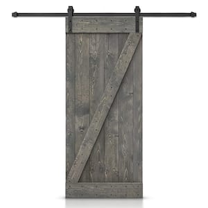 20 in. x 84 in. Distressed Z-Series Weather Gray Stained DIY Wood Interior Sliding Barn Door with Hardware Kit