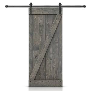 22 in. x 84 in. Distressed Z-Series Weather Gray Stained DIY Wood Interior Sliding Barn Door with Hardware Kit