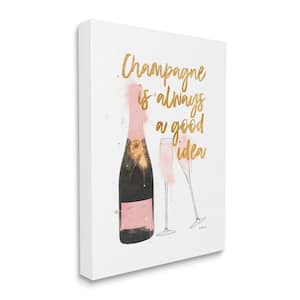 "Champagne Always Good Idea Phrase Wine Bottle" by Amanda Greenwood Unframed Drink Canvas Wall Art Print 16 in. x 20 in.