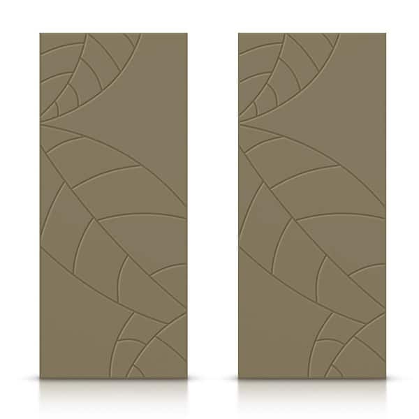 CALHOME 48 in. x 80 in. Hollow Core Olive Green Stained Composite MDF Interior Double Closet Sliding Doors