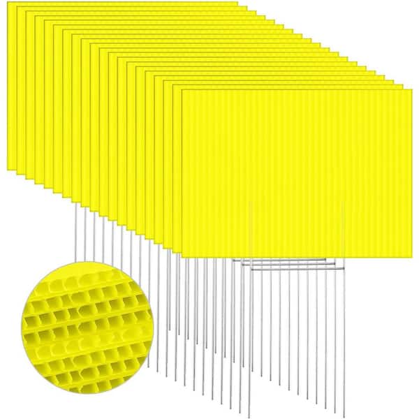 20 Pack Blank Yard Signs with Stakes Bulk Corrugated Plastic Lawn Signs Double Size (16 x 12 in.Yellow)