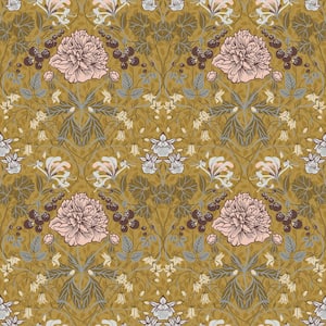 Celestine Mustard Floral Paper Strippable Roll (Covers 56.4 sq. ft.)