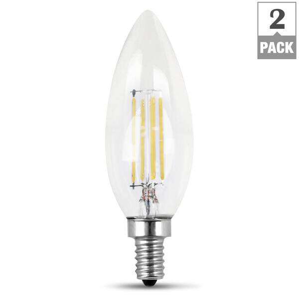 2 FEIT Electric 40-Watt Dimmable CA10 Frosted White LED Bulbs w//Candeabra Base
