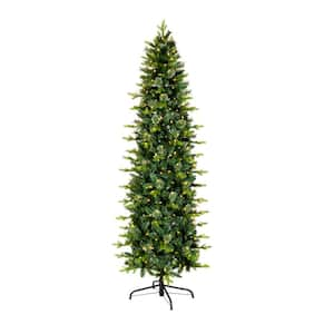 7.5 ft. Prancer Fir Pencil Slim Artificial Christmas Tree with Clear Lights