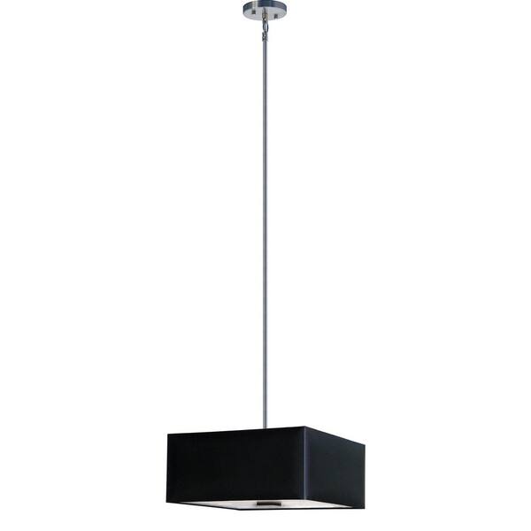 Illumine 3-Light Satin Steel Chandelier with Black Stealth Fabric Shade