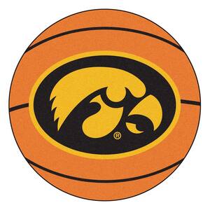NCAA University of Iowa Orange 2 ft. x 2 ft. Round Area Rug