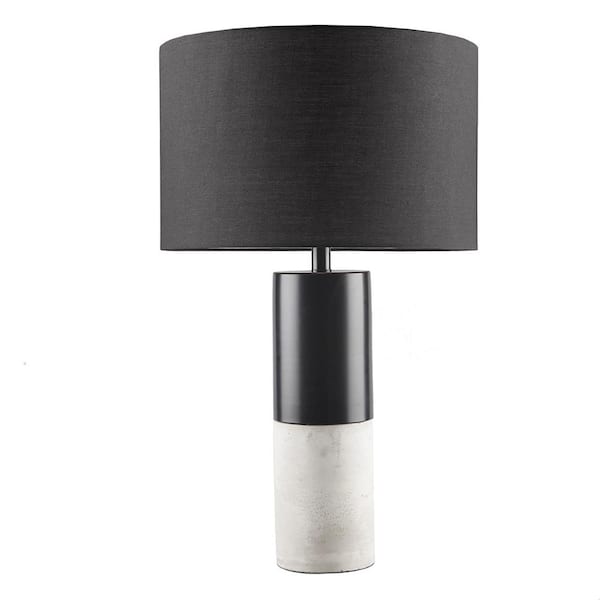 Jushua 1-Lamp, 16" Black and White Modern A bulb Type Table Lamp for Living Room with Black polyester shade.