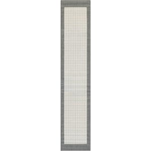 Recife Checkered Field Grey-White 2 ft. x 12 ft. Indoor/Outdoor Runner Rug