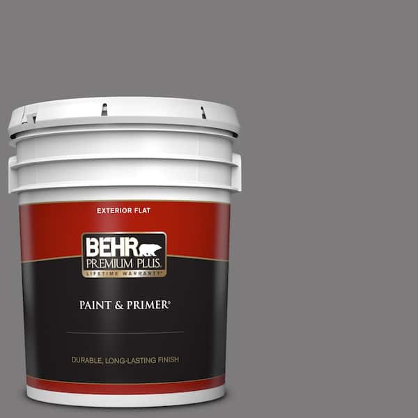 BEHR PREMIUM PLUS 5 gal. #BXC-58 Stormy Gray Flat Exterior Paint & Primer