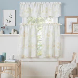 Printemps Yellow Floral Polyester 36 in. W x 54 in. L Rod Pocket Light Filtering Curtain (Double Panel)