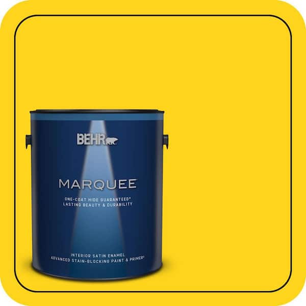 BEHR MARQUEE 1 gal. #S-G-390 Lemon Zest Satin Enamel Interior Paint & Primer