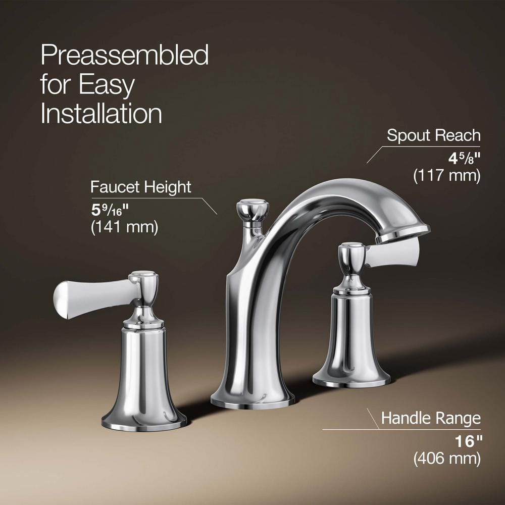 Elliston Classic Polished Chrome 8" Widespread Bathroom Faucet