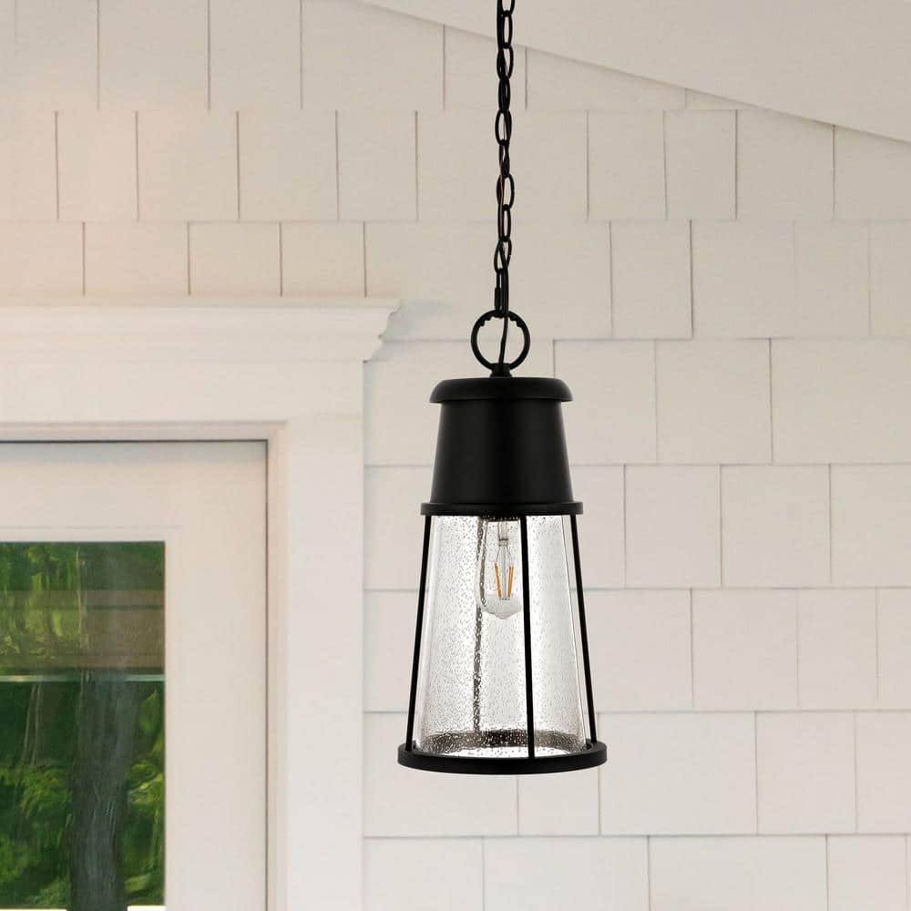 Laela 94" Black Glass LED Indoor/Outdoor Pendant Light
