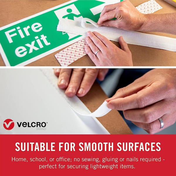 VELCRO Brand For Fabrics Sew On Soft and Flexible Tape No Ironing or Gluing  30 x 5/8 Roll White