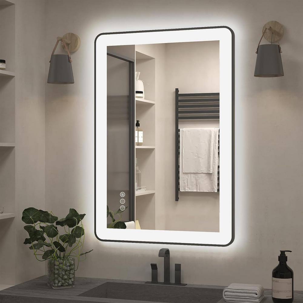 TOOLKISS 36 in. W x 24 in. H Rectangular Framed LED Anti-Fog Wall ...