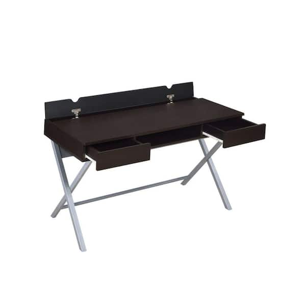 Benjara 47.25 in. W Brown Stylish Connect It Desk with Built in Storage Compartment