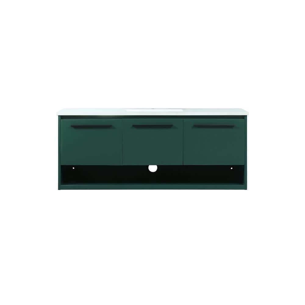 Simply Living 48 in. Single Bathroom Vanity in Green with Quartz Vanity Top