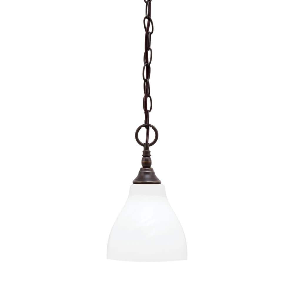 Elva 100-Watt 1_light Dark Granite Shaded Pendant Light with 6.25 in. White