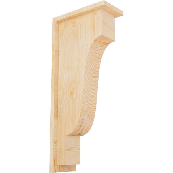Ekena Millwork 6 in. x 12 in. x 28 in. Douglas Fir Newport Rough Sawn Corbel with Backplate