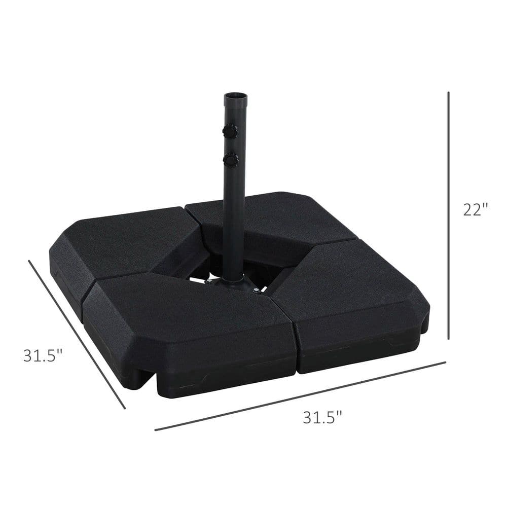 Black Durable Steel and HDPE 4-Piece Umbrella Base Stand