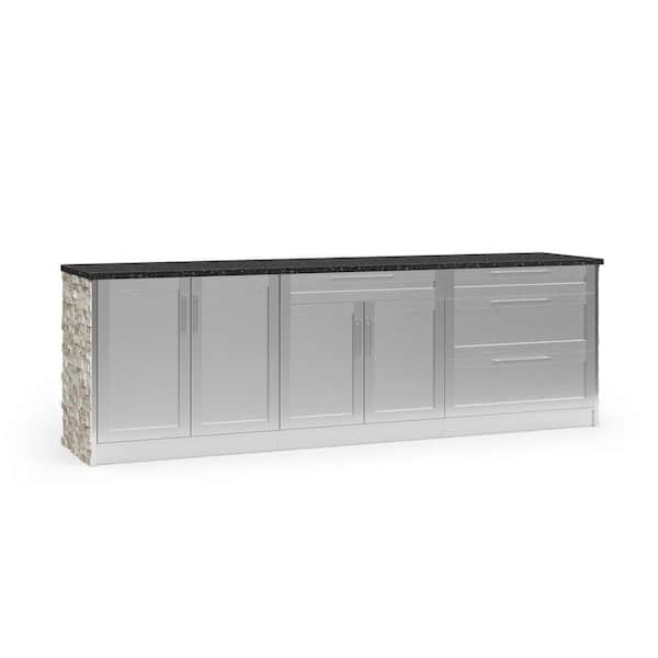 NewAge Products Signature Series 111.16 in. x 25.5 in. x 37 in. 5-Piece Stainless Steel Outdoor Kitchen Cabinet Set with Granite Top
