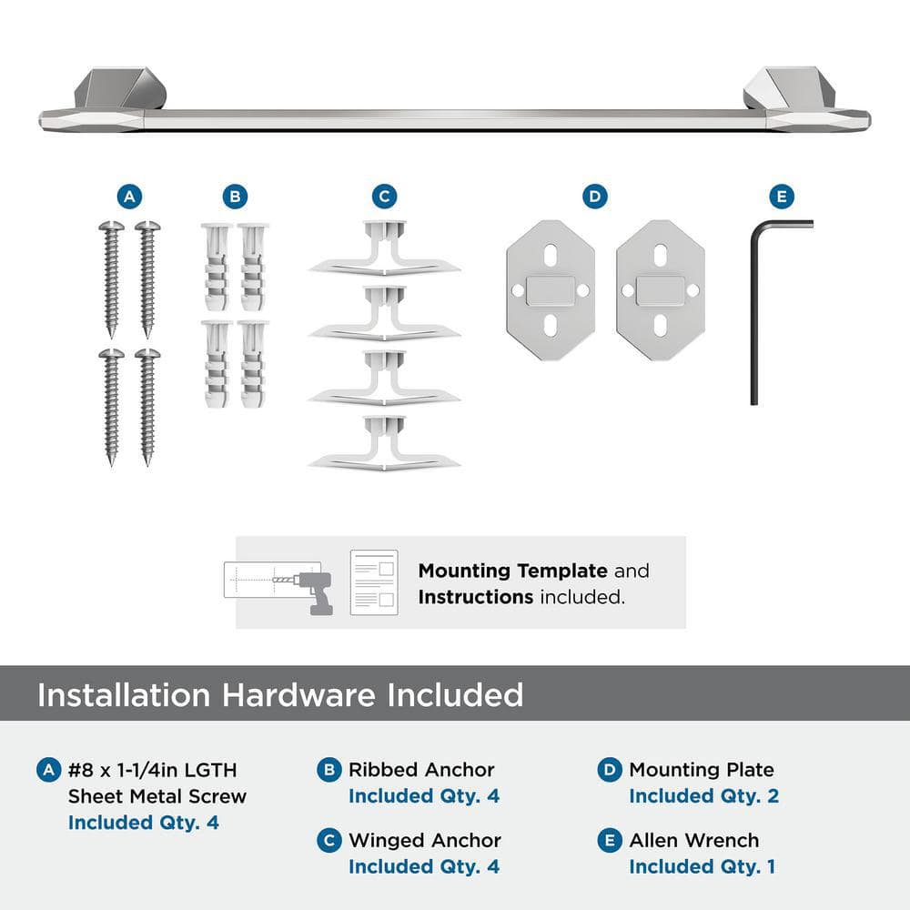 St. Vincent 18 Inch Chrome Wall Mounted Towel Bar