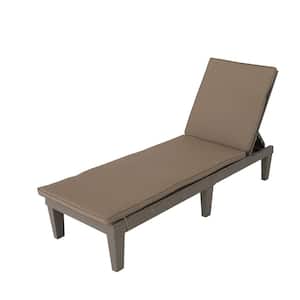 OSLO Grey 1-Piece Composite Outdoor Reclining Chaise Lounger with Beige Cushion