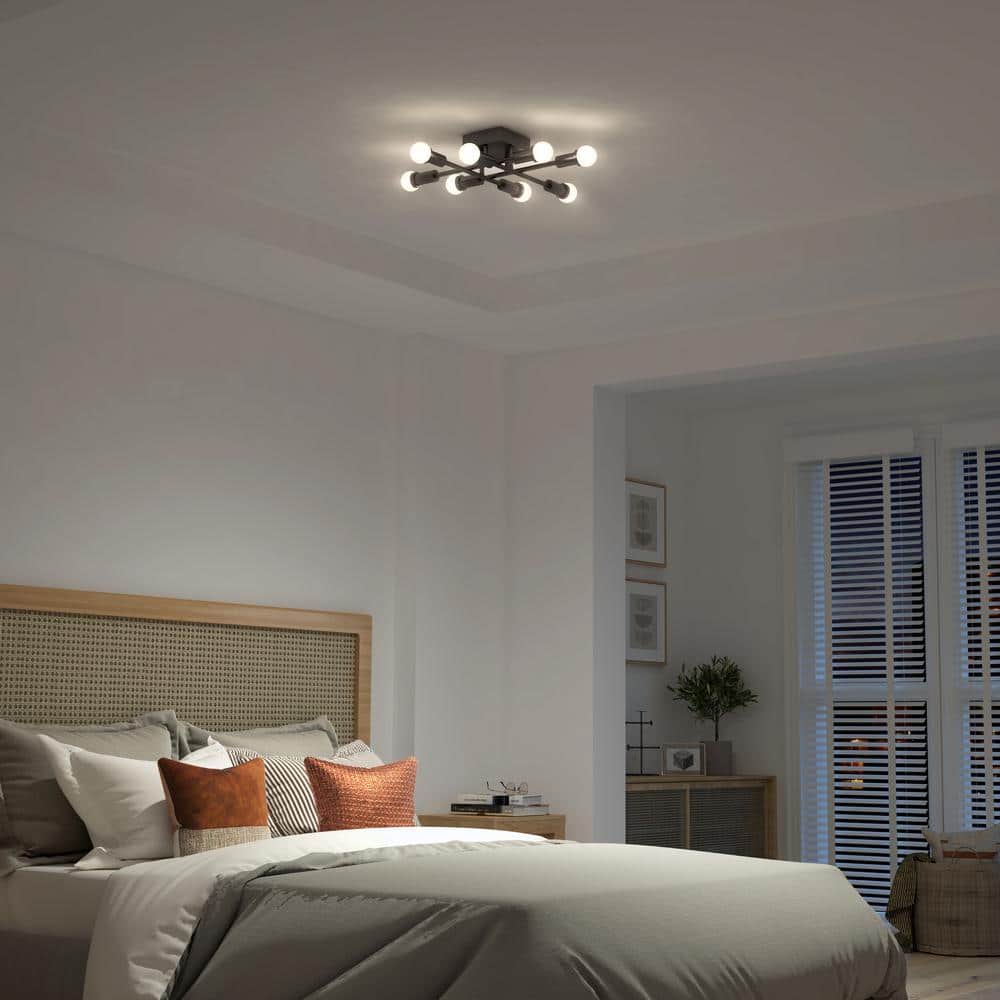 Aristo 20 in. 8-Light Modern Black Integrated LED 3 CCT Flush Mount Ceiling Light Fixture for Kitchen or Bedroom price history on PriceWatchPro