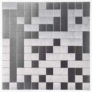 Square Mosaic Tile Silver 12 in. x 12 in. PVC Peel and Stick Tile Backsplash (10 sq. ft./Case)