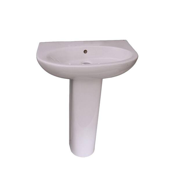 Barclay Products Infinity 600 24 in. Pedestal Combo Bathroom Sink with 1 Faucet Hole in White