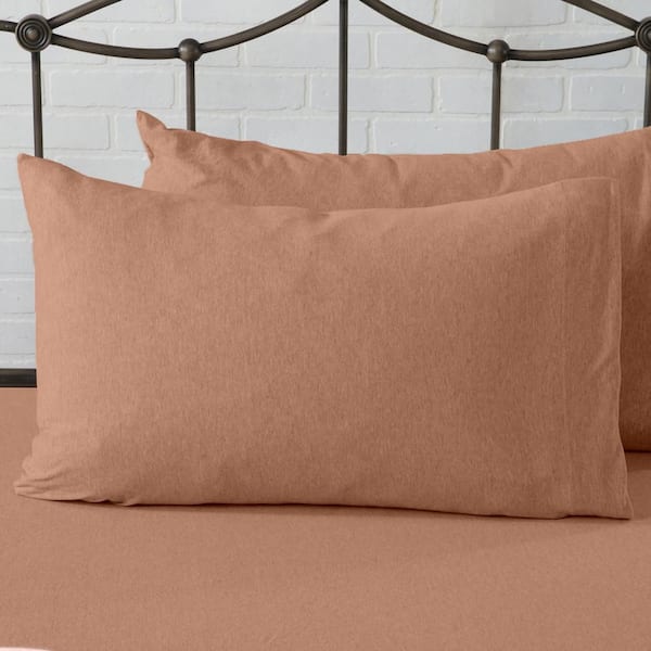 Noble Linens 6 Piece Solid Microfiber Bed Sheet Set, Clay, Queen