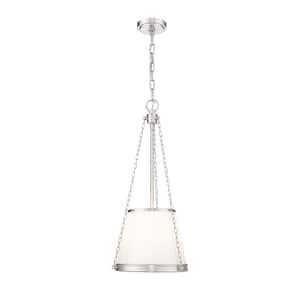 Madeline 12 in. Brushed Nickel 4 Light Pendant with White Fabric Shade